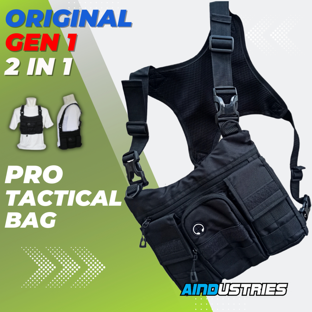 Tas Dada Rompi Hitam Pelindung Dan Pelengkapan Bermotor  Berburu Hunting Outdor Tas Multipungsi