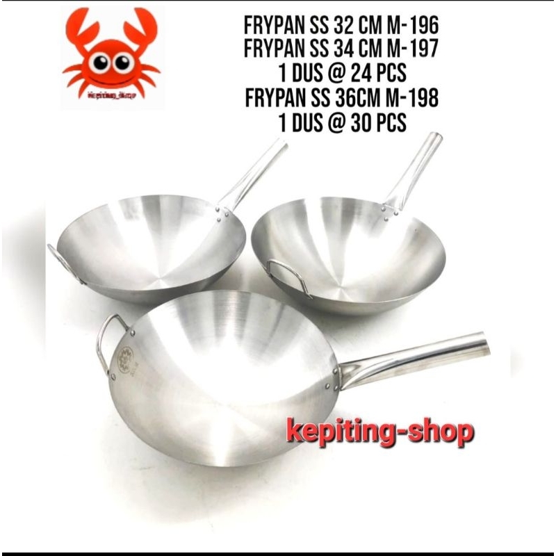 Wajan Penggorengan dengan Gagang Stainless Steel • Wajan Nasi Goreng • Wajan serbaguna full Stainles
