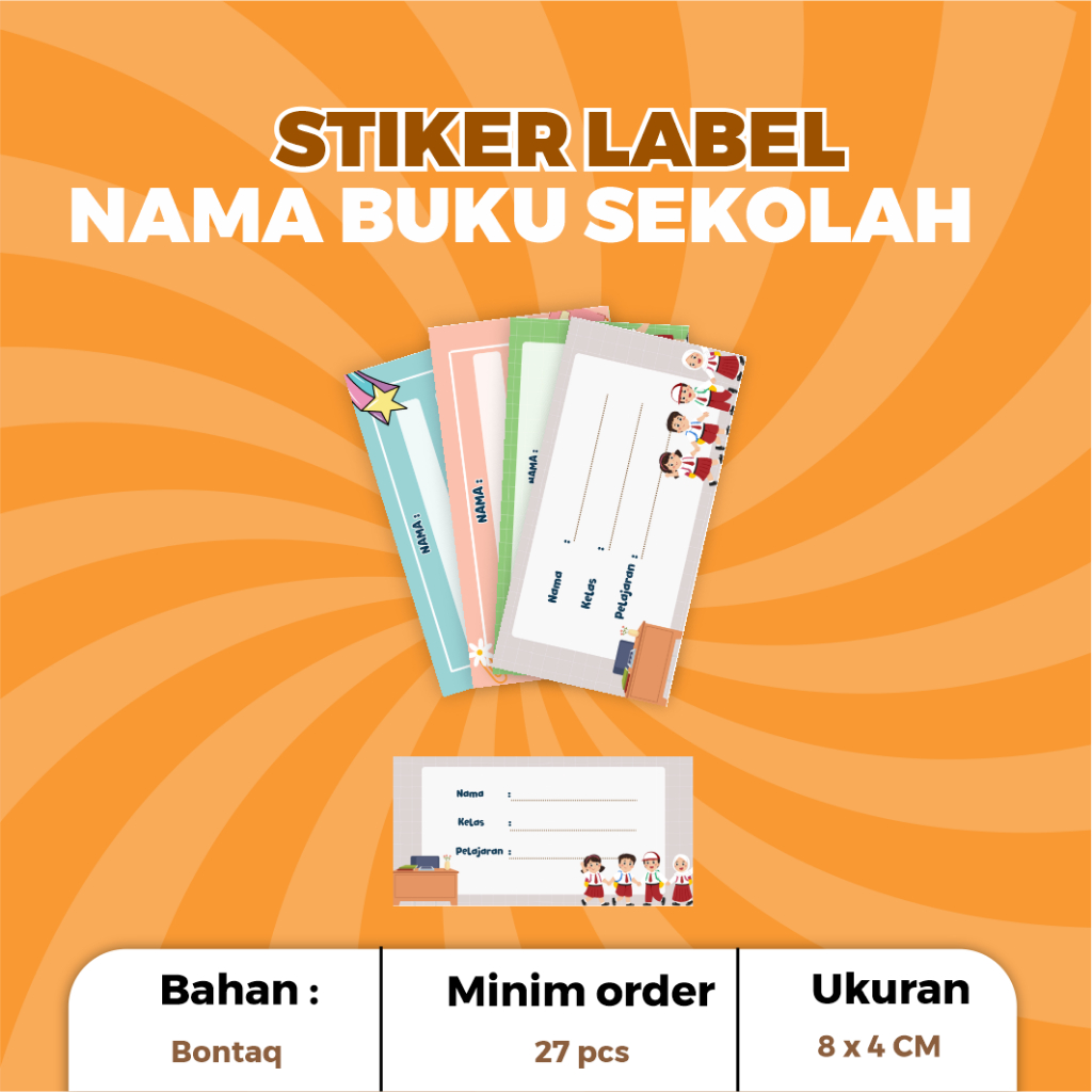 

[ISI 1 PACK 25 PCS] Sticker Label Buku | Sticker Buku Sekolah Anak | Stiker nama buku