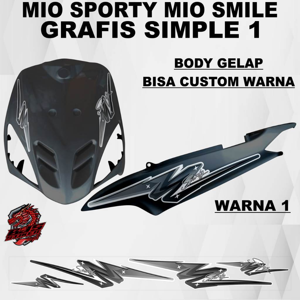 Striping Yamaha Mio Sporty / Mio Smile grafis simple 1 body gelap - Stiker Decal Yamaha Mio Sporty /