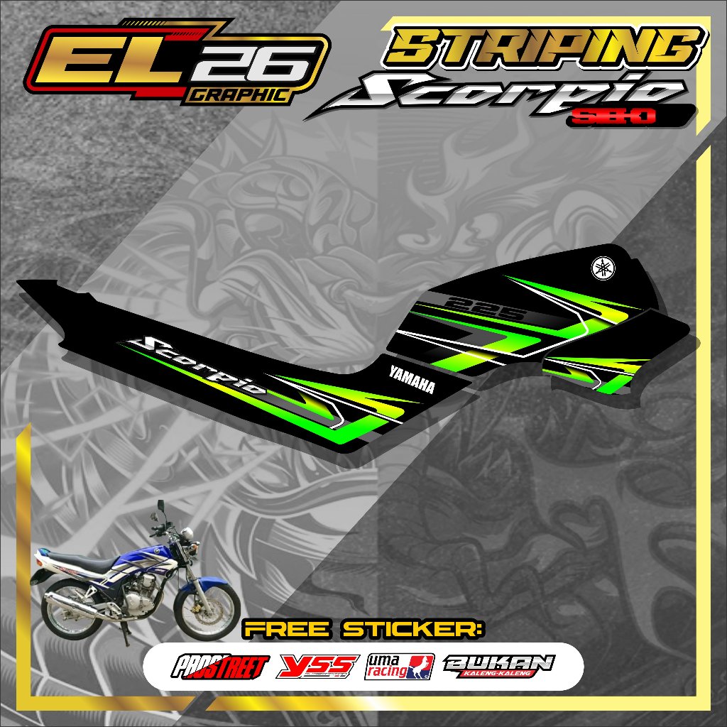 231  STRIPING STICKER YAMAHA SCORPIO STEKO - STICKER YAMAHA SCORPIO STEKO MOTIF GRAPIC ABSTRAK