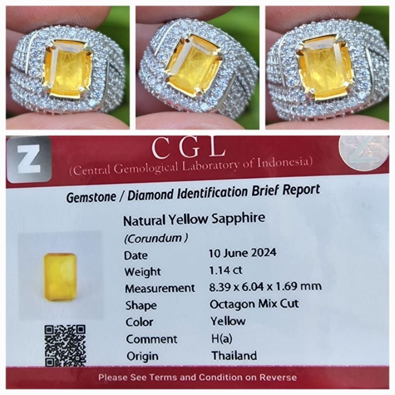 Natural Yellow Sapphire Thailand Memo CGL 1.14 crt