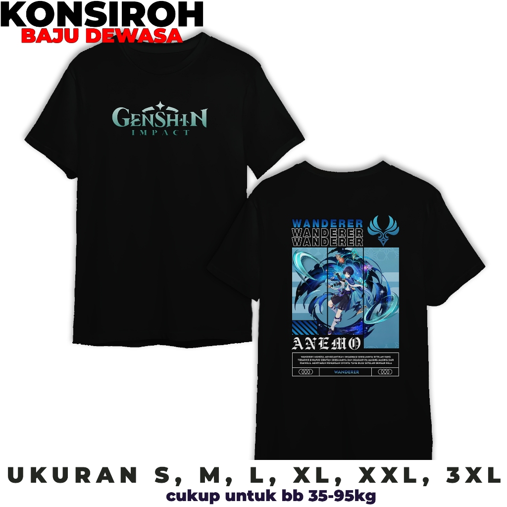KAOS DEWASA GENSHIN IMPACT WANDERER KAOS PREMIUM DEWASA BAJU UNTUK PRIA DAN WANITA GENSHIN IMPACT