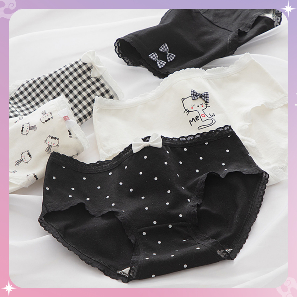 VO-CD1588 CELANA DALAM WANITA MOTIF HITAM PUTIH MODEL KEKINIAN BAHAN BAGUS KOREAN STYLE REALPICT