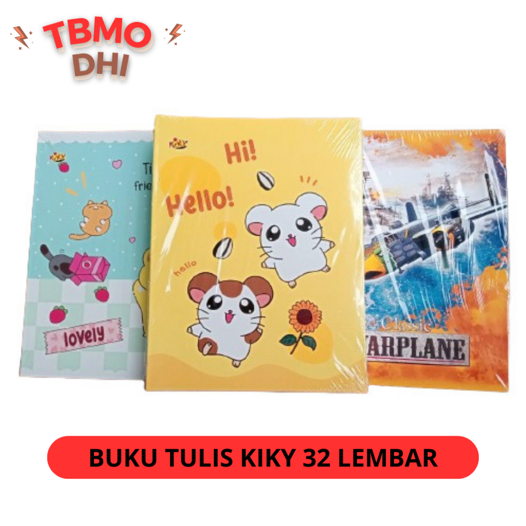 

TBMO 1 Pack / 10 Pcs Buku Tulis KIKY Isi 32 Lembar / Buku Sekolah Kiky / Buku Tulis Biasa Kwarto