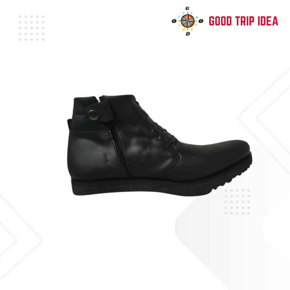 GOOD TRIP IDEA Sepatu PDH Pantofel Hitam Doff Premium Resleting Tali Mati Dinas TNI AD POLRI Secuity