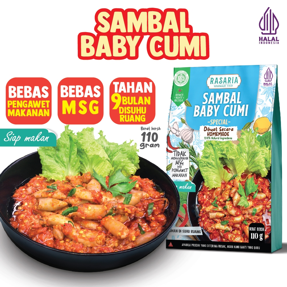 

Sambal Baby Cumi 110 gram - Sambal Cumi - Oseng Baby Cumi - Oseng Cumi - Makanan instan - Rasaria