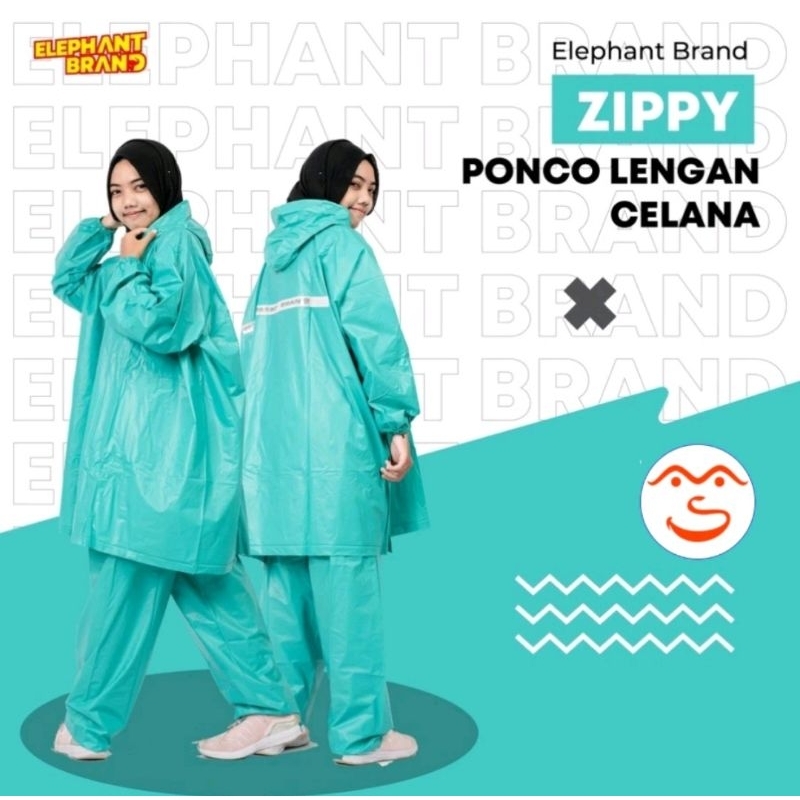 Jas Hujan Elephant Brand Ponco Lengan Zippy