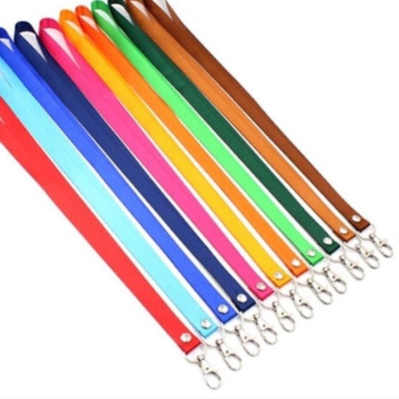Tali Lanyard id card Polos 2 cm - Biru variasi warna; kuning, merah ,biru ,coklat ,hijau,pink,abu ab