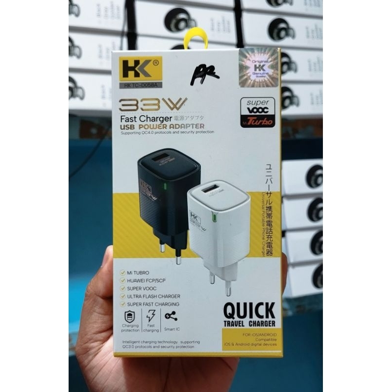 Adapter Charger HK Fast Charging 4.0 Batok USB Casan 33W HK TC-D058A ORIGINAL