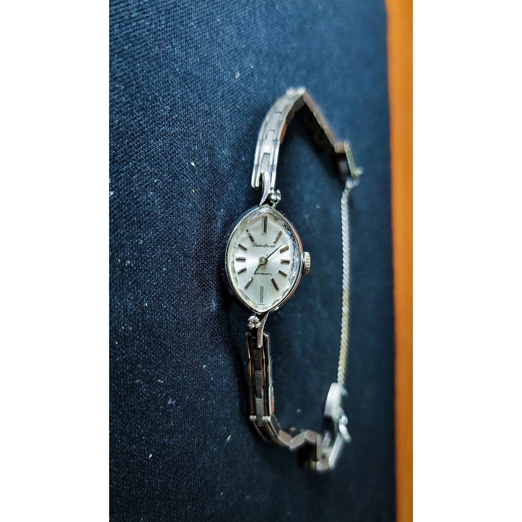 Jam SEIKO Wanita Solar Manual Wind White Gold Plating, Vintage Automatic Ladies, Women
