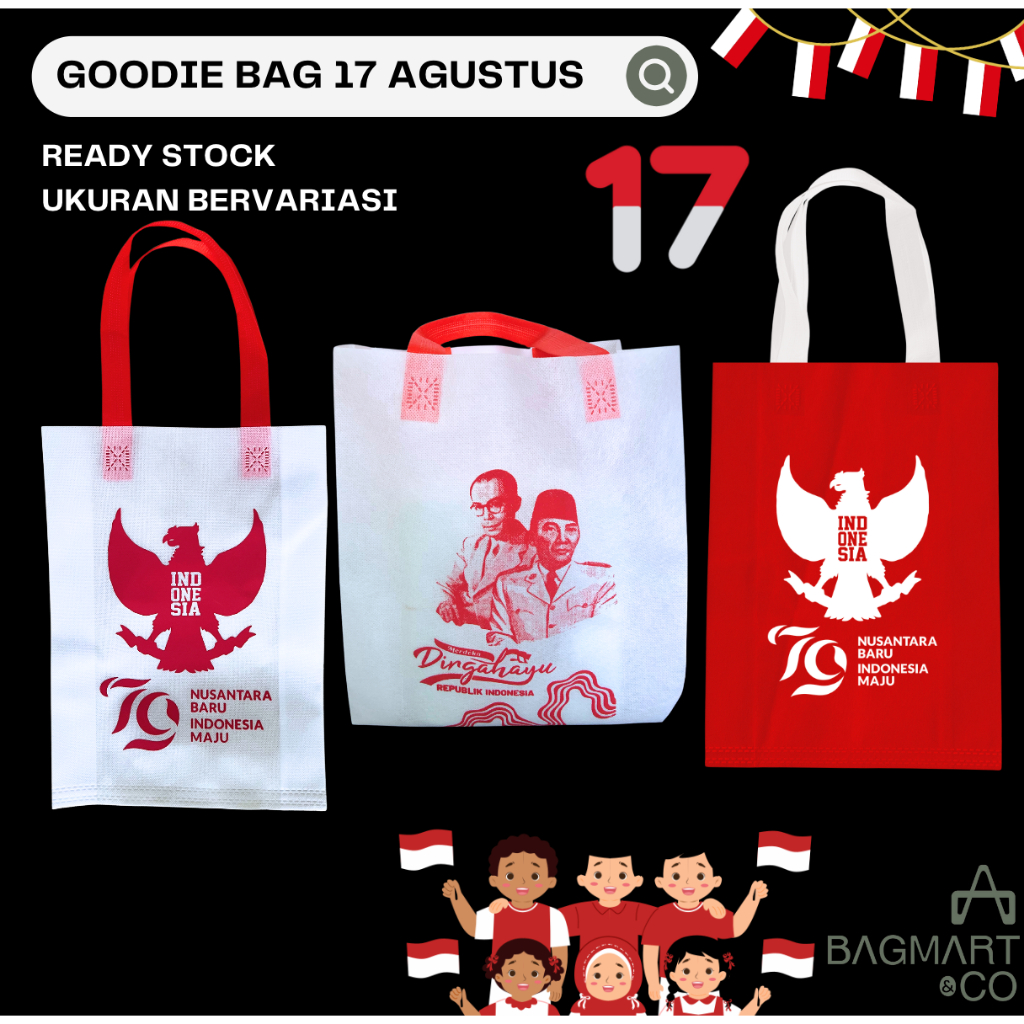 

Tas Souvenir 17 Agustus Goodie Bag Acara Merdeka Indonesia Dirgahayu Kantong HUT RI 79