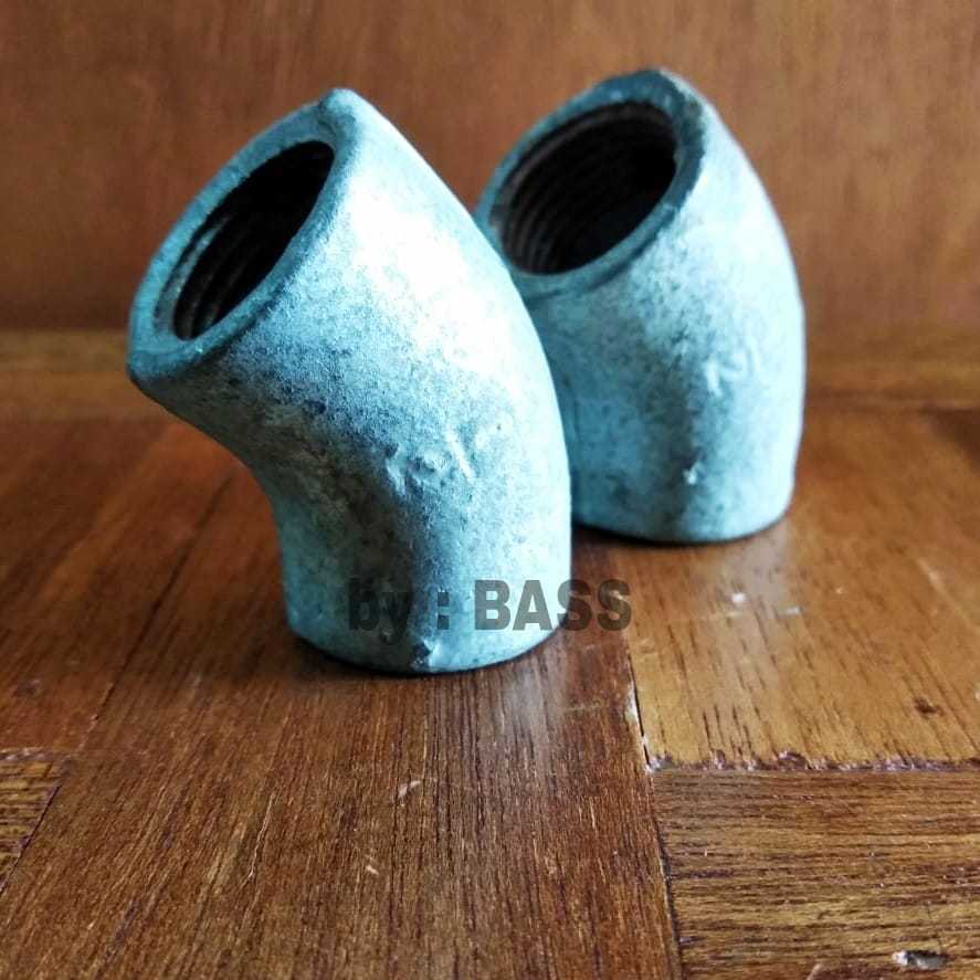 Elbow Besi Galvanis 45* 1/2" | 3/4" Inch Knee Keni Sambungan Pipa Besi Galvanis Hydrant
