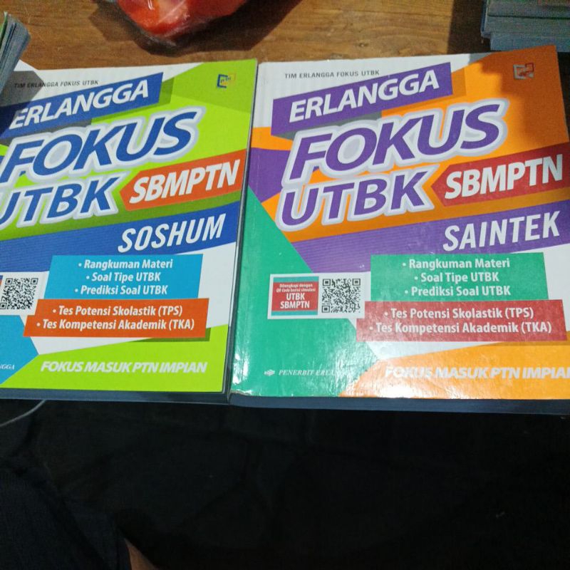 buku soal fokus Erlangga utbk sbmptn lengkap TPS,TKA  kurikulum 2013 bekas original
