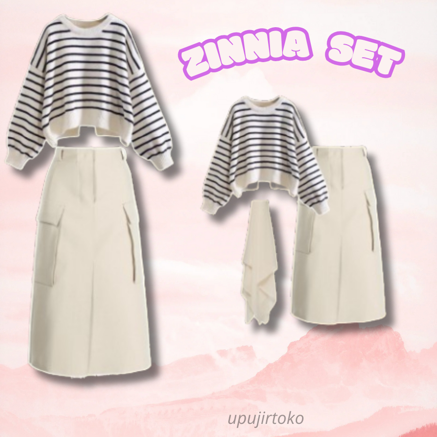 Zinnia Set | One Set Wanita Kekinian | One Set Korean Style | Setelan Wanita Kekinian | Outfit Remaj