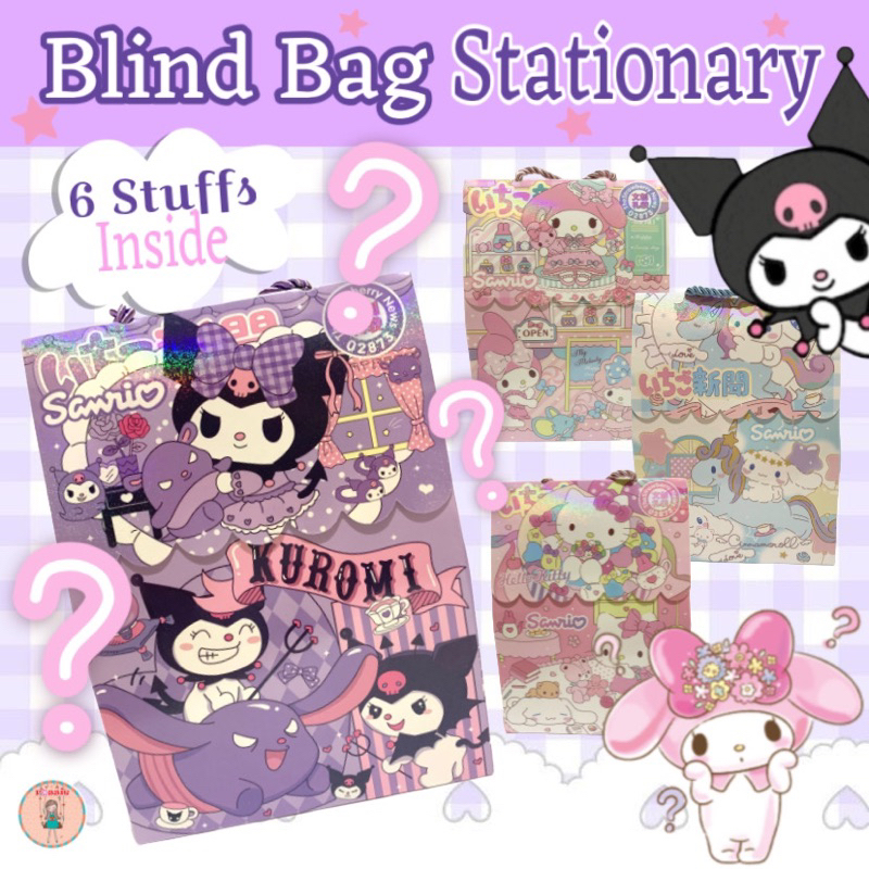 

Misteri Box Alat Tulis Blind Box Portabel Anak Tas Rahasia Set Hadiah Stiker Buku Besar/Blind Bag Sanrio stationary/ Blind Box isi 6pc alat tulis CinnamonRoll Kuromi Melody Hellokitty