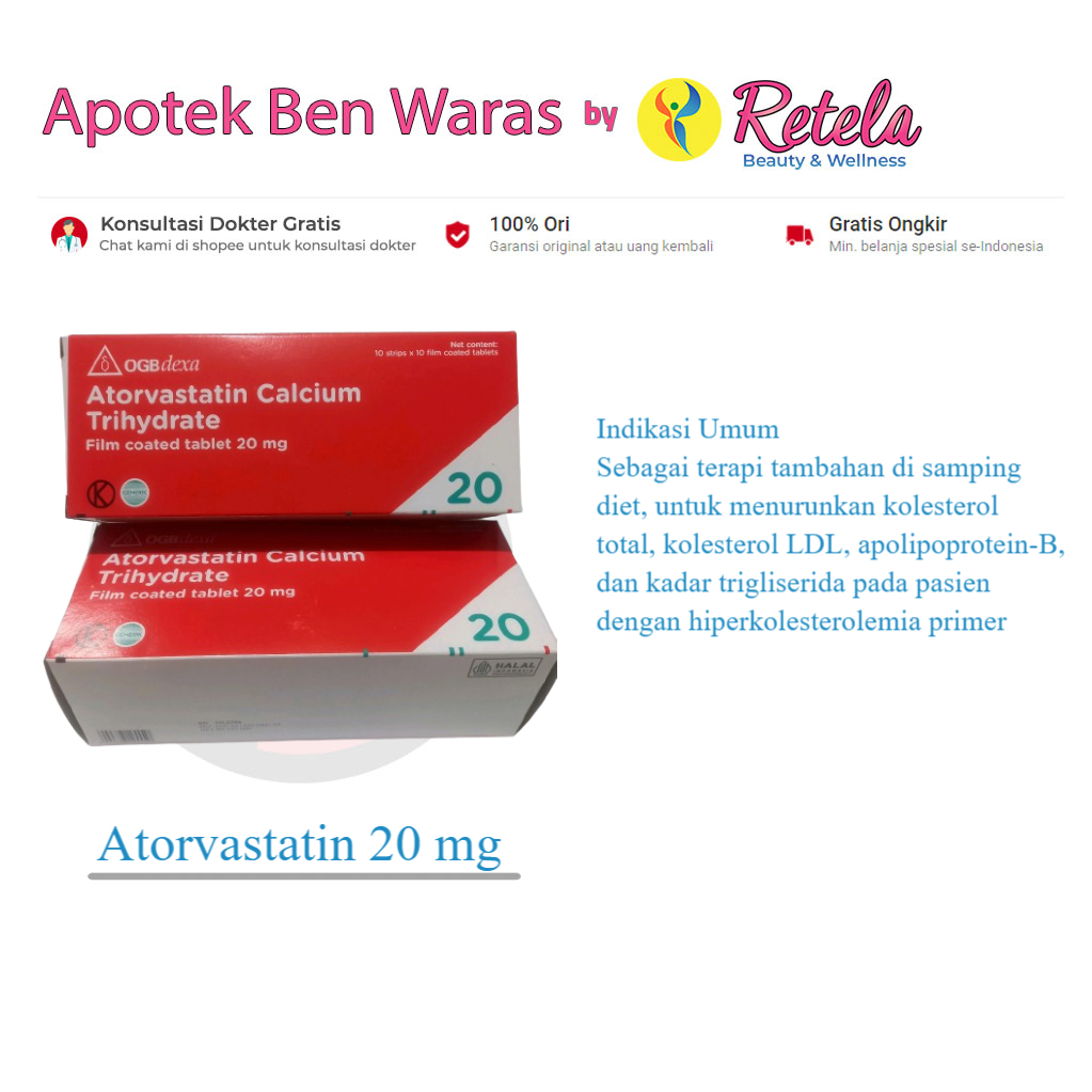 Atorvastatin 20 mg 10 Tablet