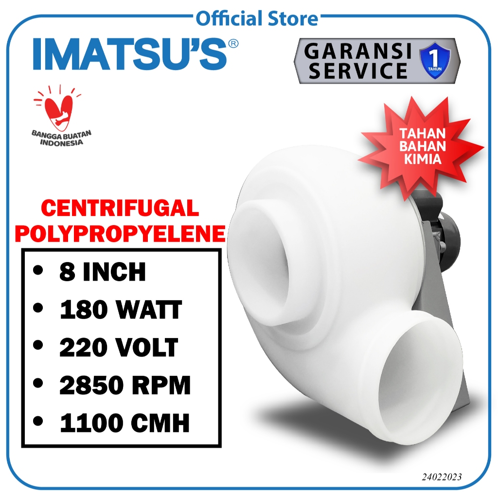 Centrifugal Fan PP Plastik 8" Blower Keong Blower Lemari Asam