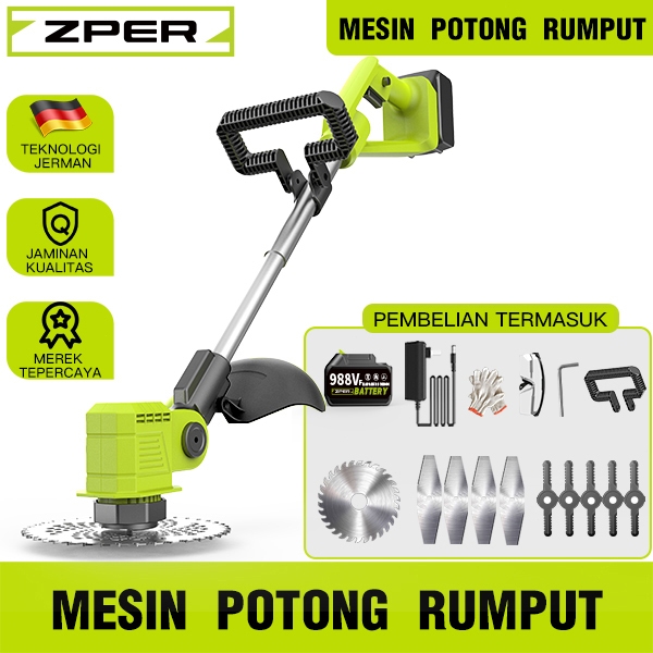 ZPER Mesin Potong Rumput Pemotong Rumput Listrik Pemangkas Rumput dengan Baterai ZP003