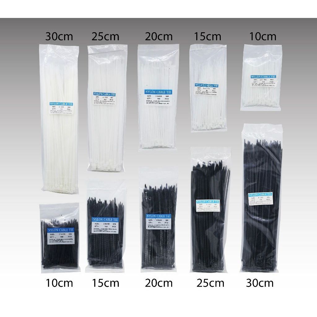 

Kabel ties cable tie premium pengikat makanan kurir ikat barang kecil kebel ties kabel tis Hitam Putih