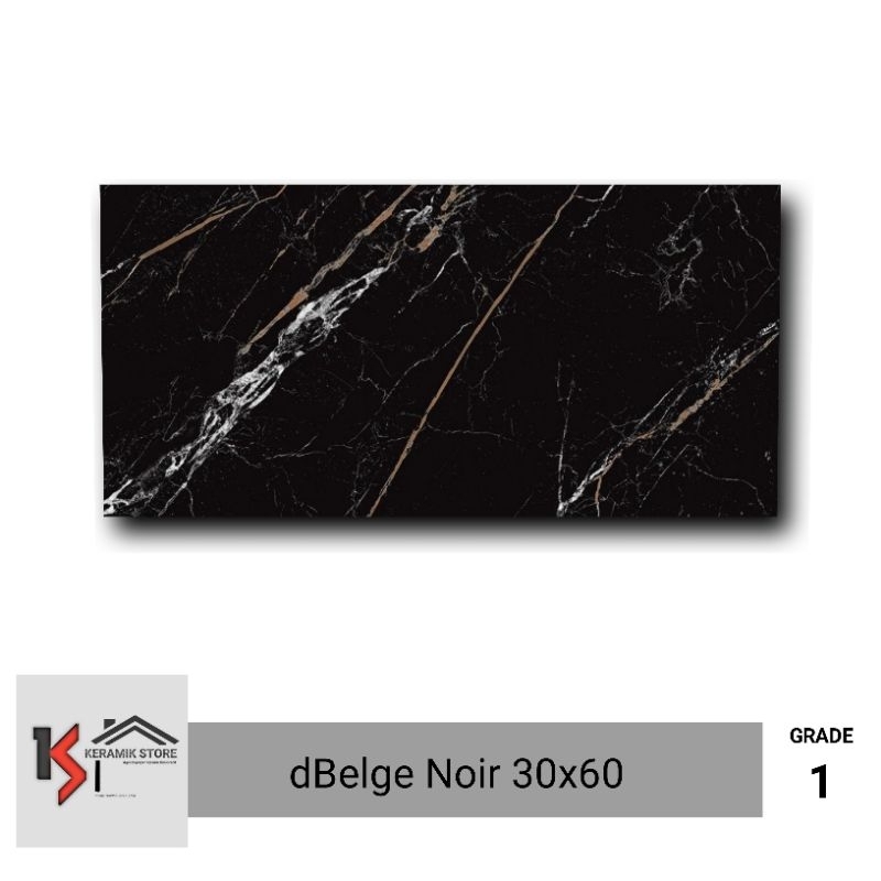 Keramik Dinding 30x60 Hitam Corak Roman dBelge Noir W63619T Grade A