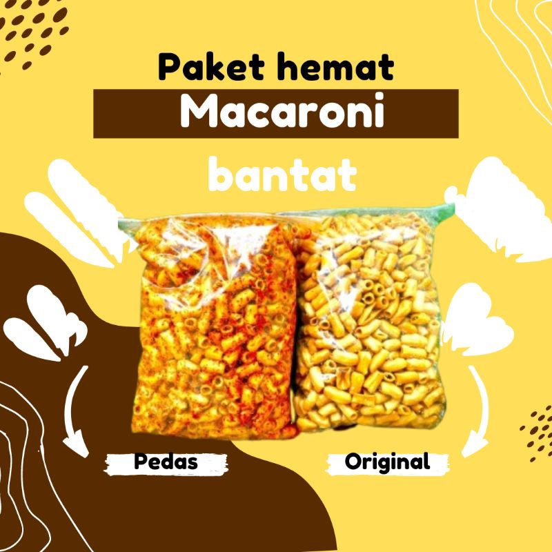 

Paket hemat Macaroni bantat pedas daun jeruk 500gram