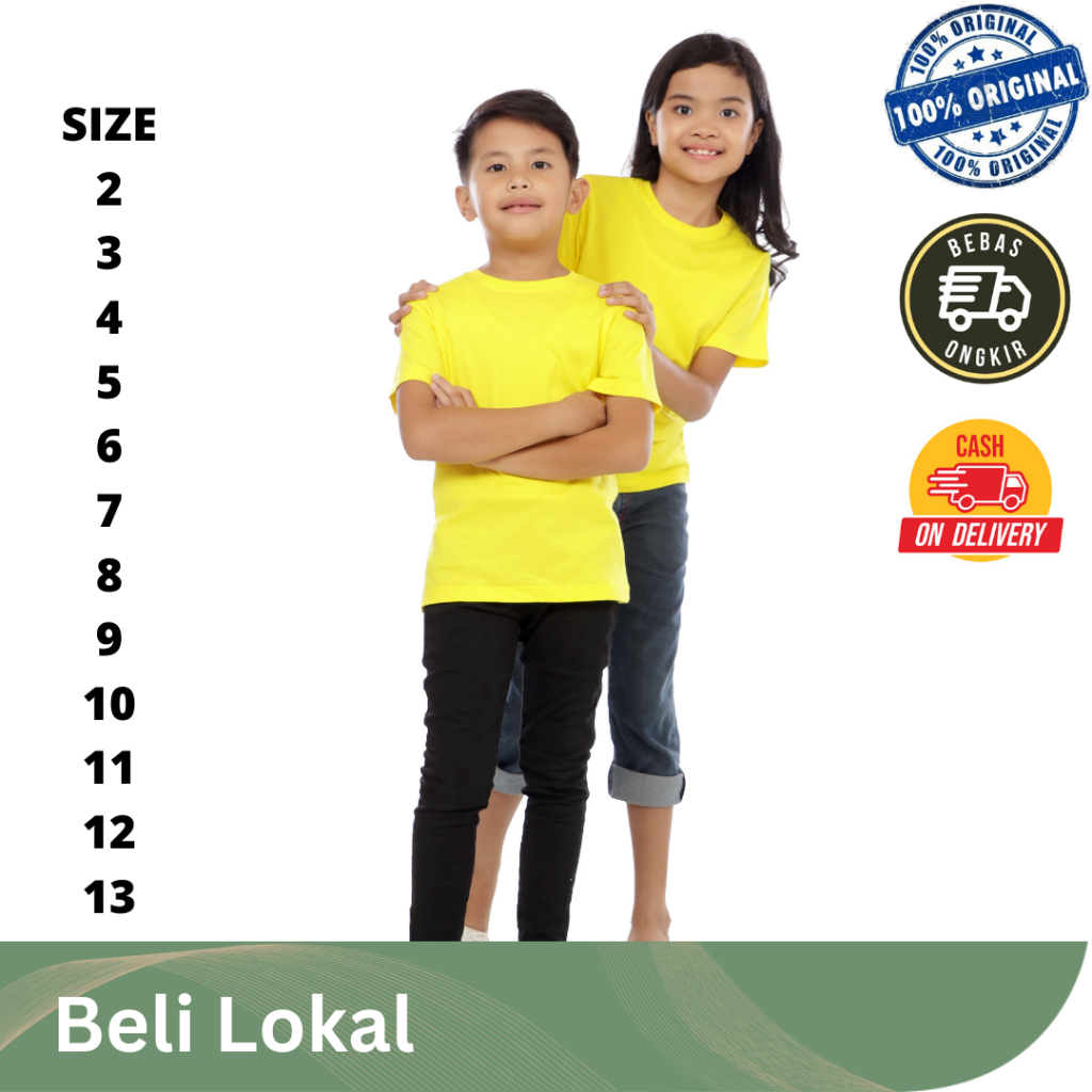 KAOS POLOS OBLONG ANAK LAKI-LAKI PEREMPUAN USIA 2 -  13 TAHUN T-SHIRT LENGAN PENDEK FULL COTTON COMB
