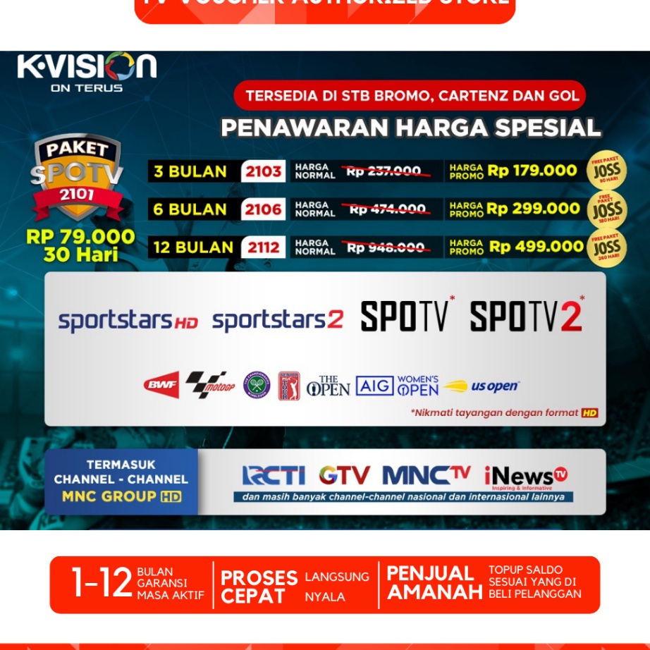 Paket SPOTV KVISION Kvision MotoGP Badminton