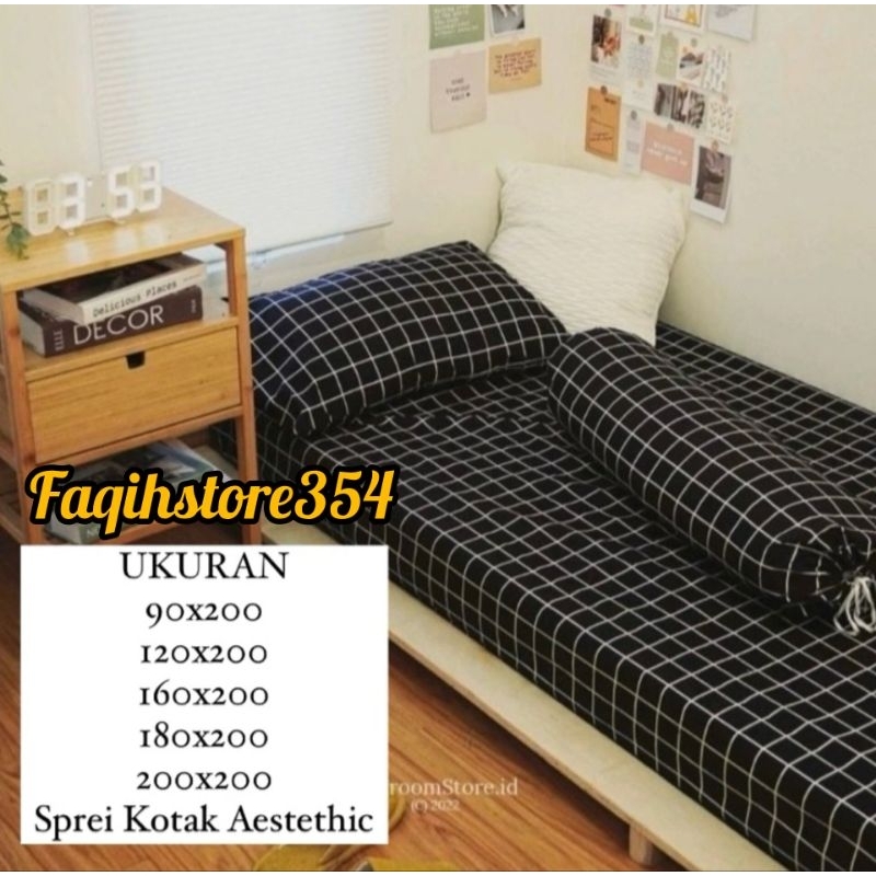(TERMURAH/COD) sprei kotak kotak aesthetic warna hitam || sprei kotak kotak aesthetic viral || sprei