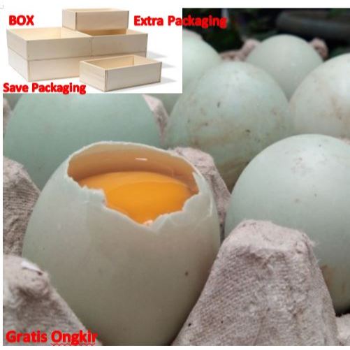 

Telur bebek mentah Fresh langsung dari ternak gratis kemasan box kayu dan bubble