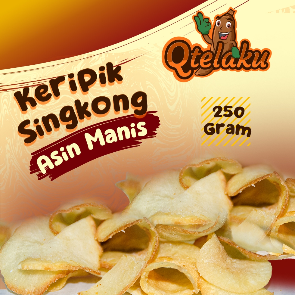 

Keripik Singkong Qtelaku rasa Asin Manis 250 gram, cemilan enak gurih renyah