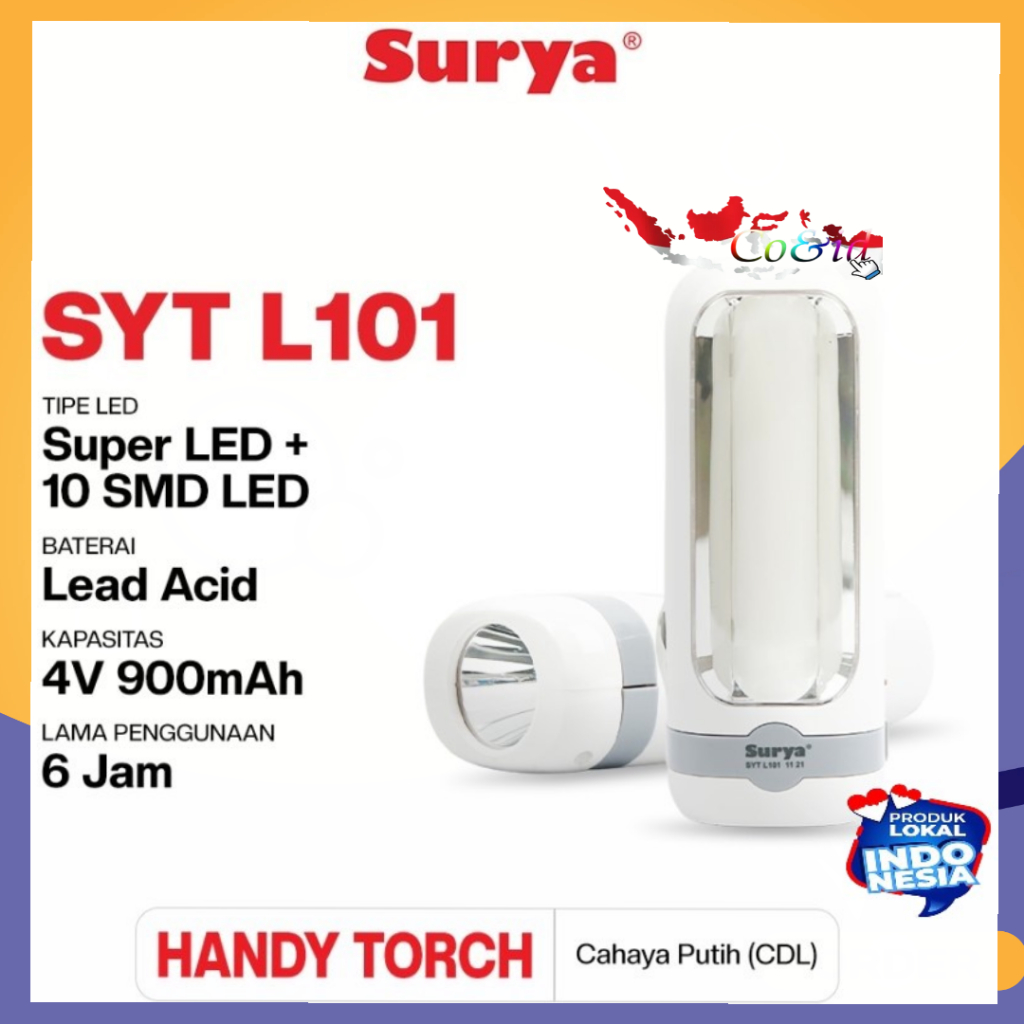 Lampu Emergency Surya & Senter emergency LED 10SMD +1W Super LED / Emergency Surya L.101 / Emergency