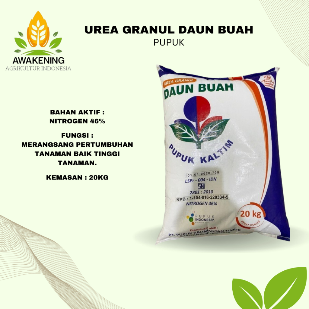 PUPUK UREA GRANUL 20KG DAUN BUAH PUPUK KALTIM