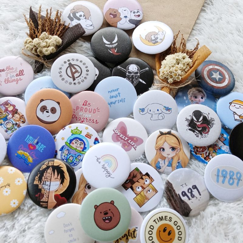 PIN AESTHETIC SET 3 PCS 44mm / PIN TAS / PIN TOTEBAG / PIN BROS / PIN BUTTON / PENITI BROS / PIN BRO