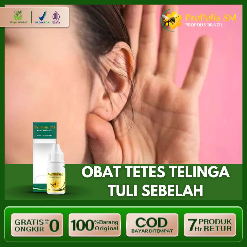 Obat Tetes Telinga Tuli Sebelah Telinga Kurang Dengar Pendengaran Berkurang Propolis SM Di Tangerang