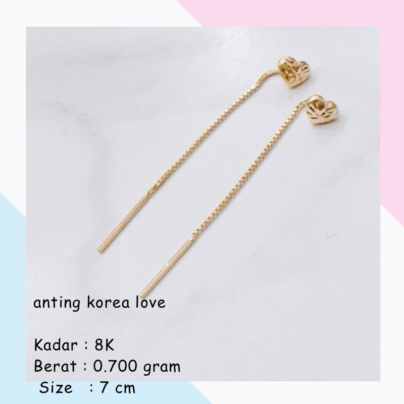 Anting Emas korea lo-ve 8k 0.700Gr