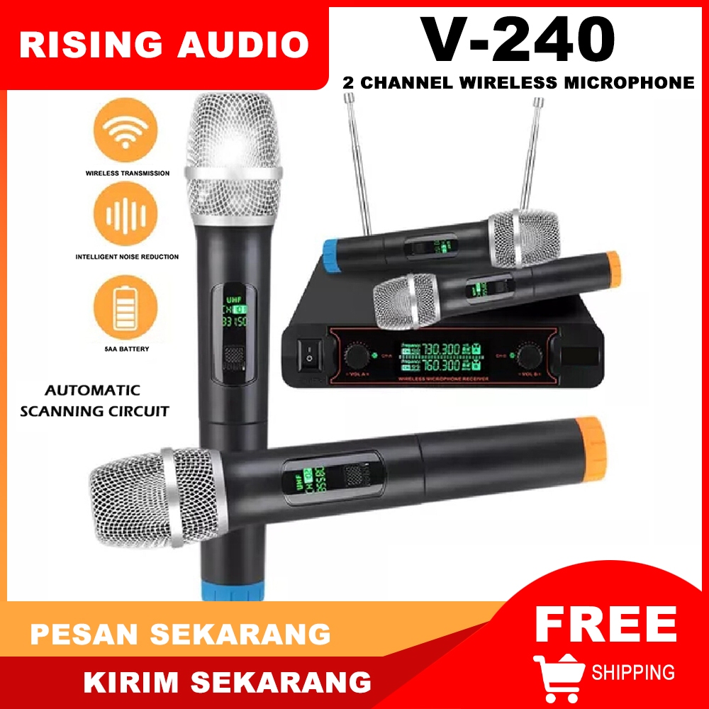 RISING AUDIO  VHF Frequencies 2 Portable Dynamic Capsule 2 Channel WIRELESS MICROPHONE