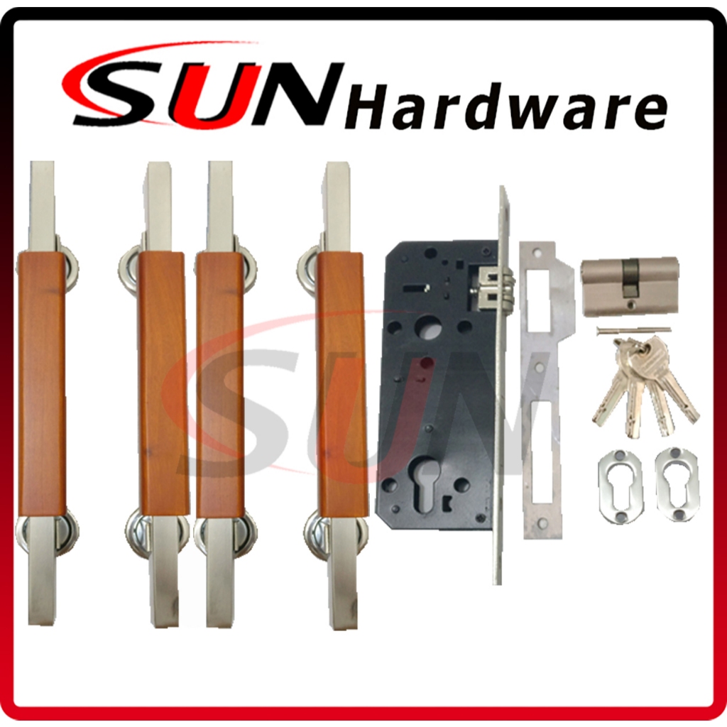 2 set Gagang Handle Tarikan Pintu Tarung Rumah Kotak Kayu Kuro Jati Persegi Handel Kupu Kupu Stainle