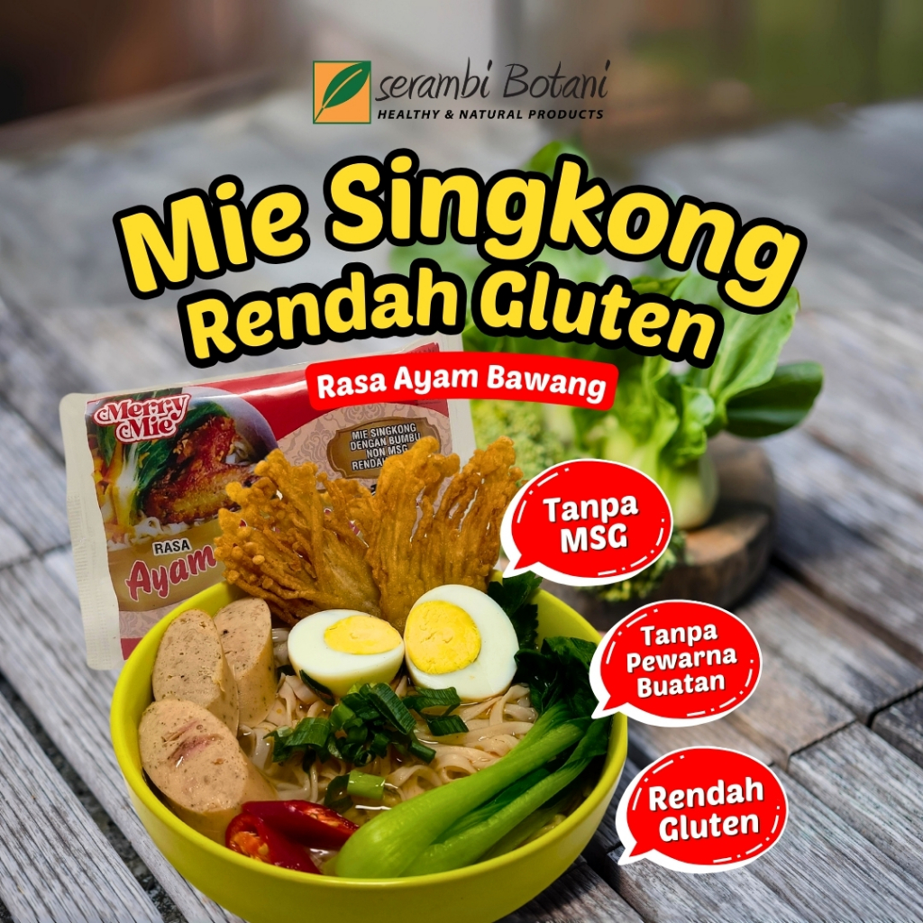 

Mie Instan Less Gluten Merry Mie Rasa Ayam Bawang Sehat