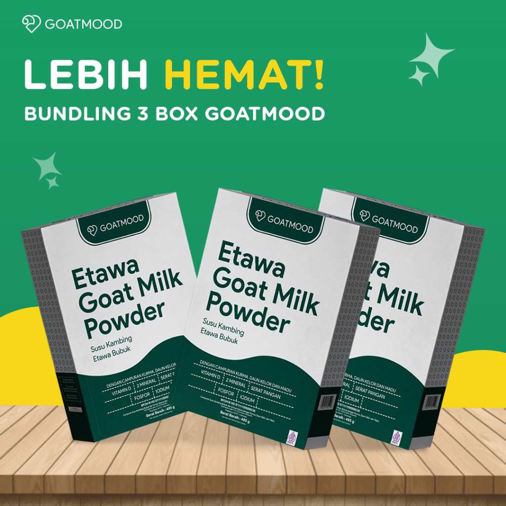 

Paket Goatmood Susu Kambing Etawa 485 gr 3 Box Untuk Daya Tahan Tubuh