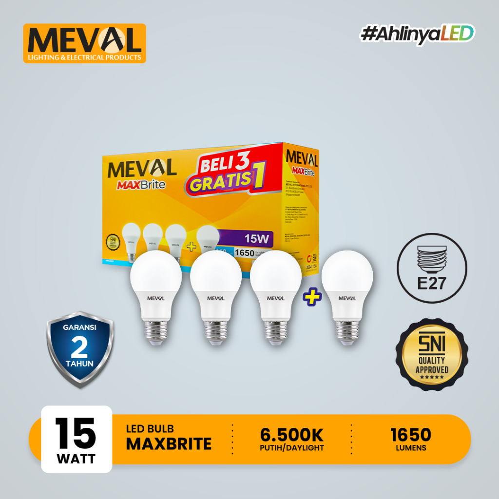 MEVAL Lampu Bohlam LED Bulb Maxbrite Paket isi 4