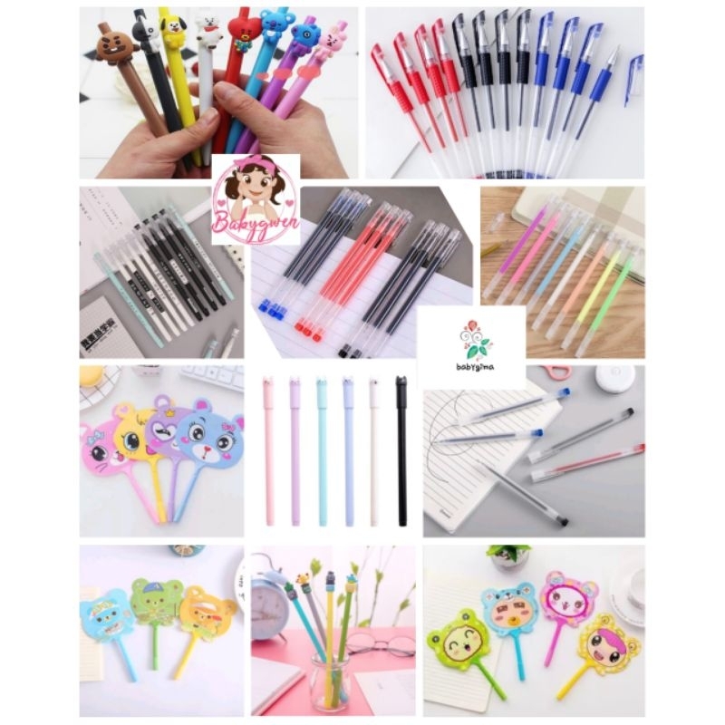 

Babygwenshop Pulpen Pen Transparan Motif Karakter 0.5 mm Bolpoin Gel Cair Pena