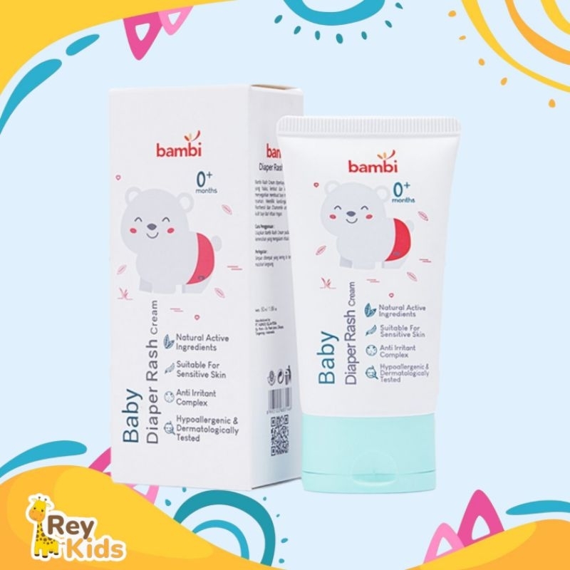 Bambi Baby Diaper Rash / Cream / Krim Ruam Popok Bayi 50ml , Krim bayi lotion Cream baby lotion bamb