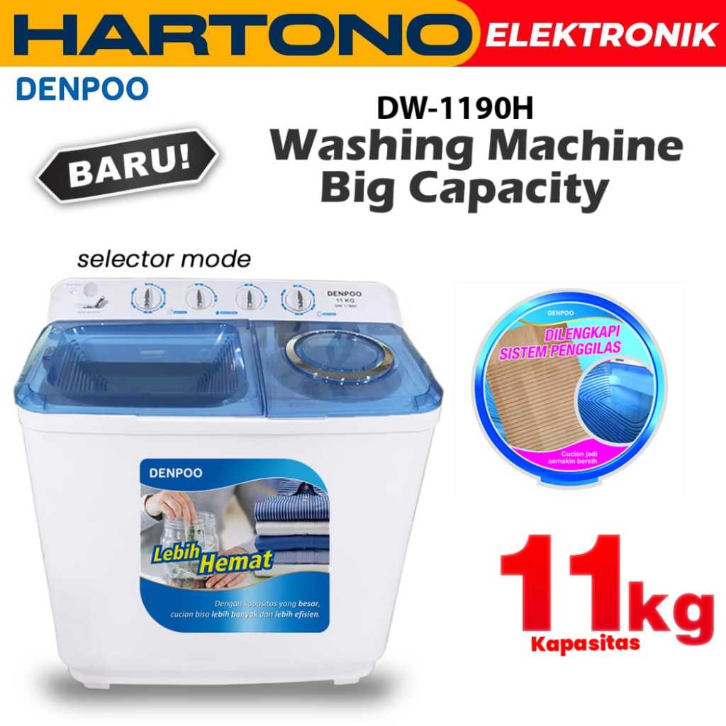 DENPOO Mesin Cuci 2 Tabung 11kg DW 1190