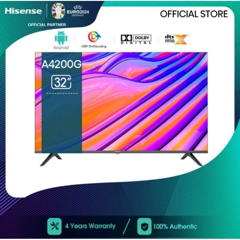 TV HISENSE 32INCH ANDROID11 BEZELLESS DESIGN VOICE CONTROL TV - 32A4200G TV HISENSE 32 INCH
