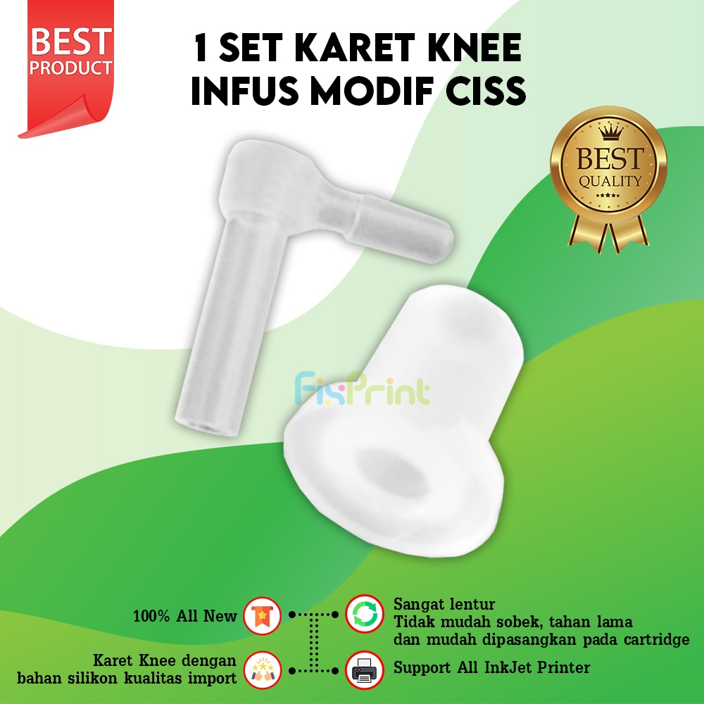 (Set) Knee Neple+Knee L Jarum Infus Cartridge Tinta CISS Printer Epson Canon