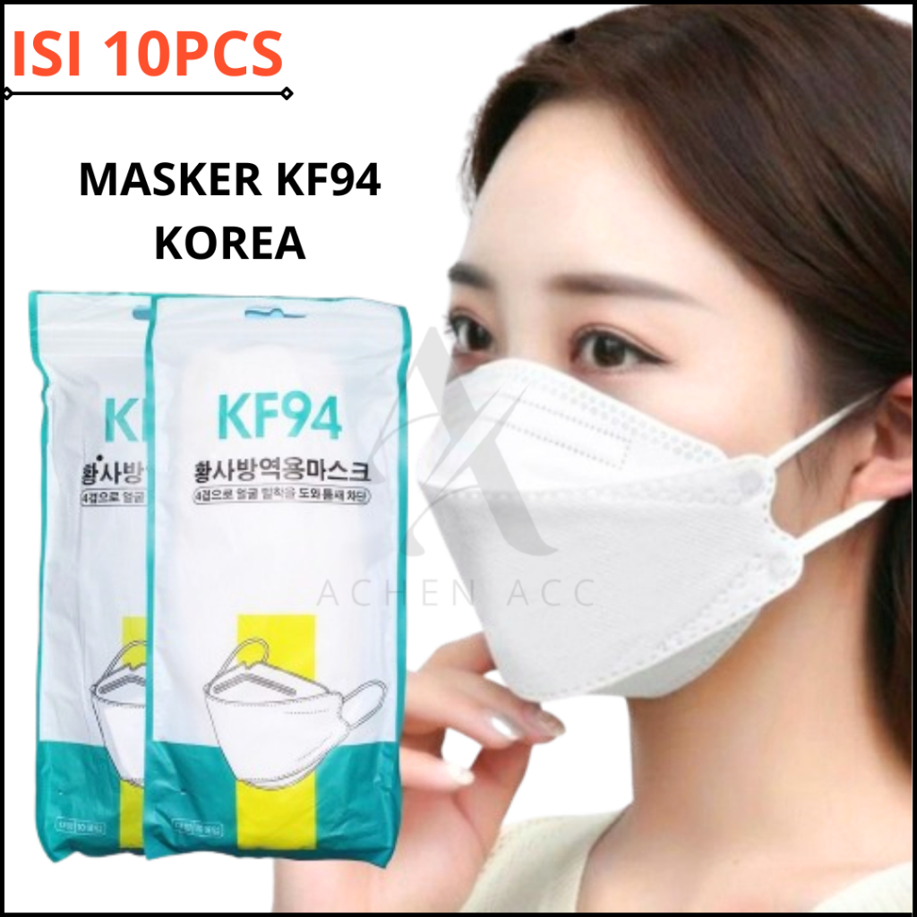 Masker Kf94 Korea 1Pack Isi 10Pcs Masker Kf94 Warna Putih Hitam Abu