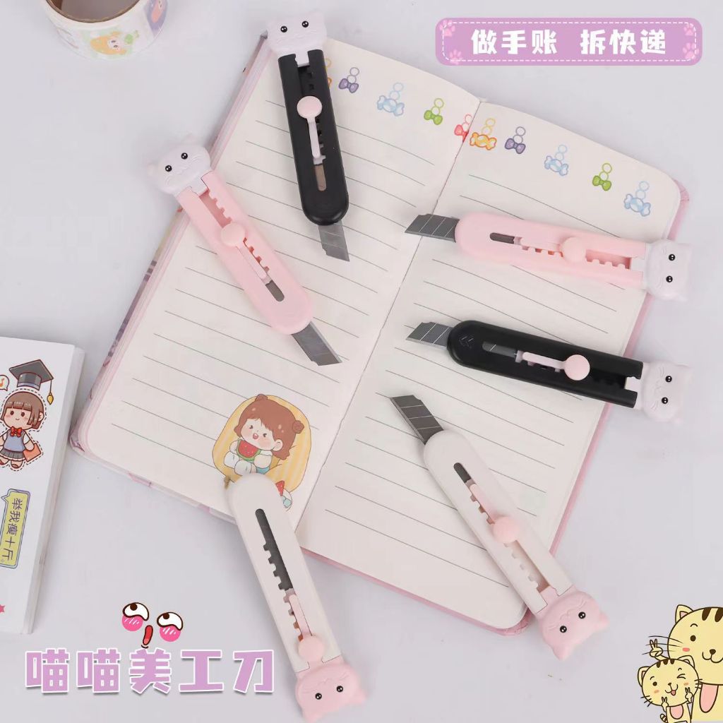 

Mini Portable Cutter, Cute Cutter, Pisau portable karakter kucing, Pisau kecil untuk potong kertas atau paket