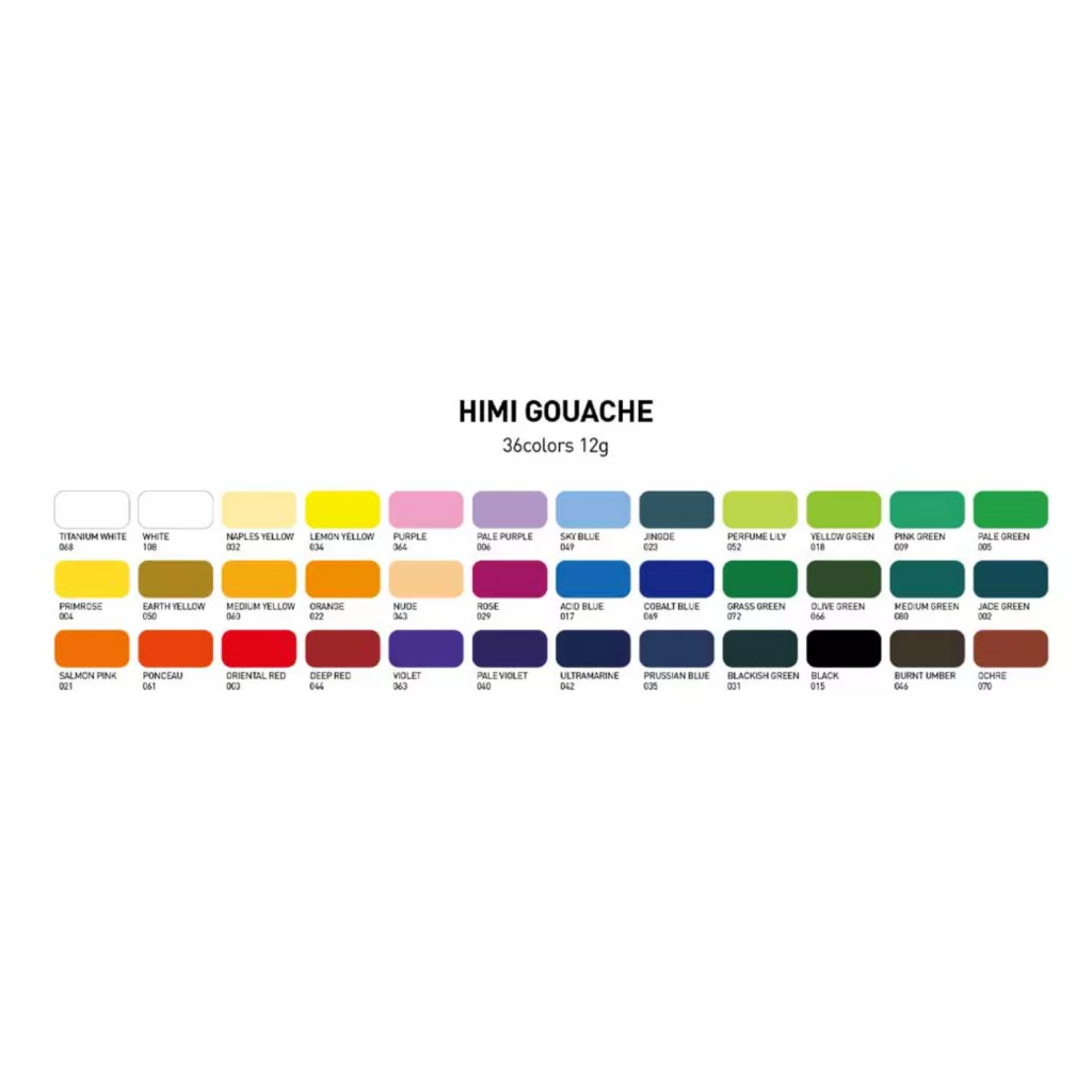 

HJK MIYA HIMI Gouache Paint Set 12 G Isi 36 Warna - Cat Gouache Set 12 gr x 36 Colors Lukis Mewarna
