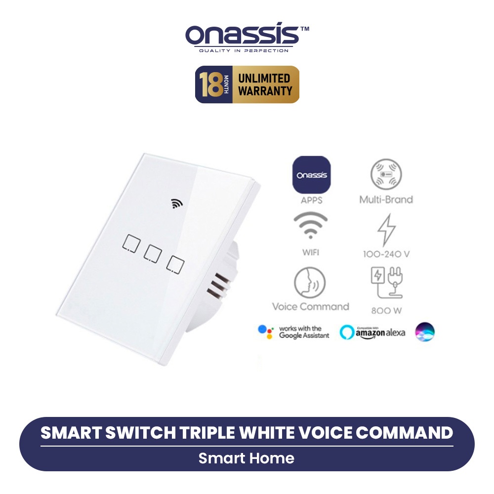 Onassis Smart Switch Triple White Voice Command